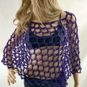🎶Poncho,Cape,Lace, Cover up, Handmade, Purple